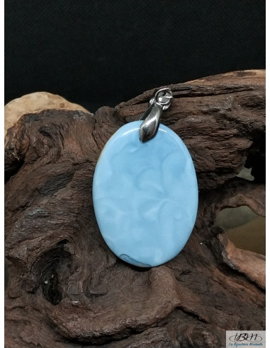 Pendentif Opale Owyhee bleue de 36.8 * 25.4 mm en forme ovale de La Bijouterie Minérale