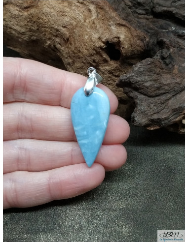 Pendentif Opale Owyhee bleue de 32.4 * 15.5 mm en forme de goutte d'eau inversée de La Bijouterie Minérale