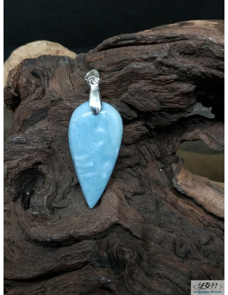 Pendentif Opale Owyhee bleue de 32.4 * 15.5 mm en forme de goutte d'eau inversée de La Bijouterie Minérale