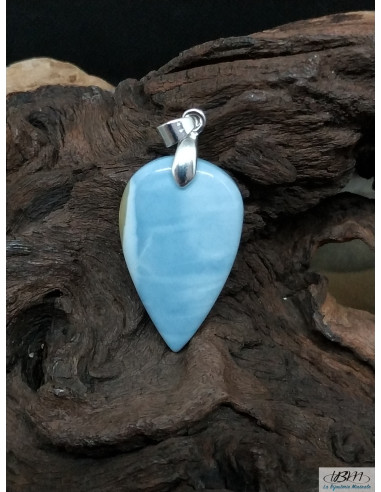 Pendentif Opale Owyhee bleue de 31.2 * 18.7 mm en forme de goutte d'eau inversée de La Bijouterie Minérale
