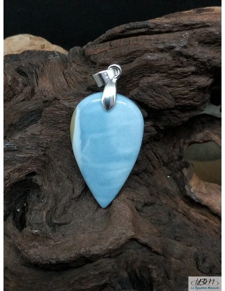 Pendentif Opale Owyhee bleue de 31.2 * 18.7 mm en forme de goutte d'eau inversée de La Bijouterie Minérale