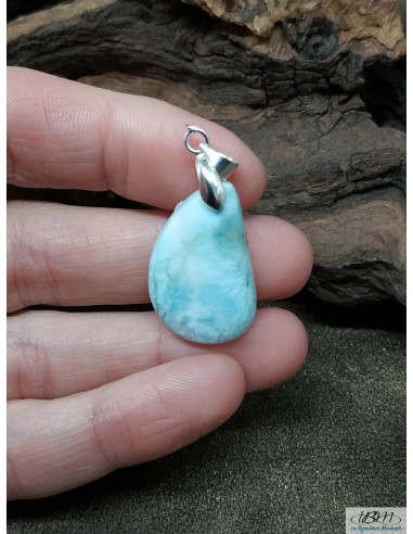 Pendentif de Larimar de 24.8 * 15.7 mm de forme de goutte d'eau de La Bijouterie Minérale