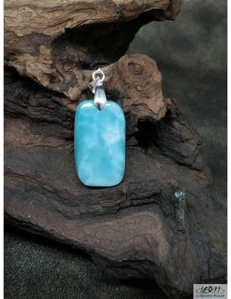Pendentif de Larimar de 24 * 14.1 mm de forme rectangulaire de La Bijouterie Minérale