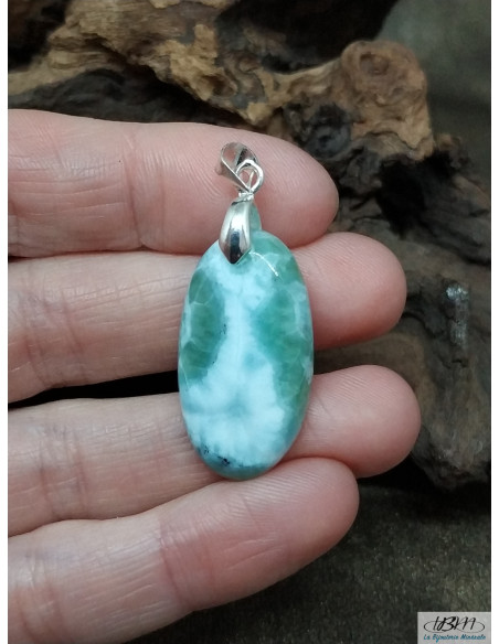 Pendentif de Larimar de 28.2 * 15.5 mm de forme ovale de La Bijouterie Minérale