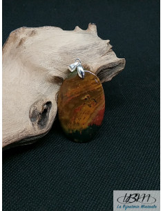 Pendentif d'Héliotrope (Pierre de sang) de 46 * 28 mm de forme ovale de La Bijouterie Minérale 2