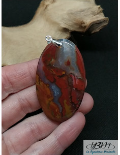 Pendentif d'Héliotrope (Pierre de sang) de 51 * 30mm de forme ovale de La Bijouterie Minérale