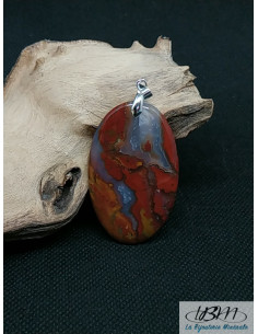 Pendentif d'Héliotrope (Pierre de sang) de 51 * 30mm de forme ovale de La Bijouterie Minérale 2