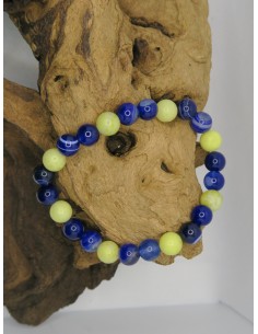 Bracelet Agate bleue et Jaspe citron • La Bijouterie Minérale