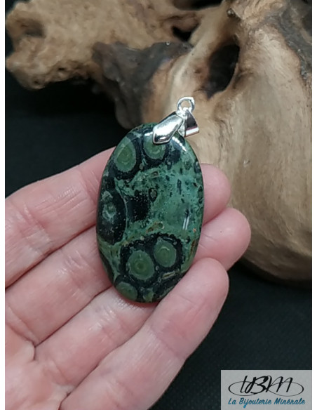 Pendentif jaspe Kambaba de 42.9 * 25.4 mm de forme ovale de La Bijouterie Minerale