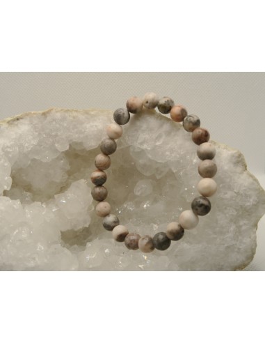 Bracelet en perle de Jaspe rose zébré • La Bijouterie Minérale