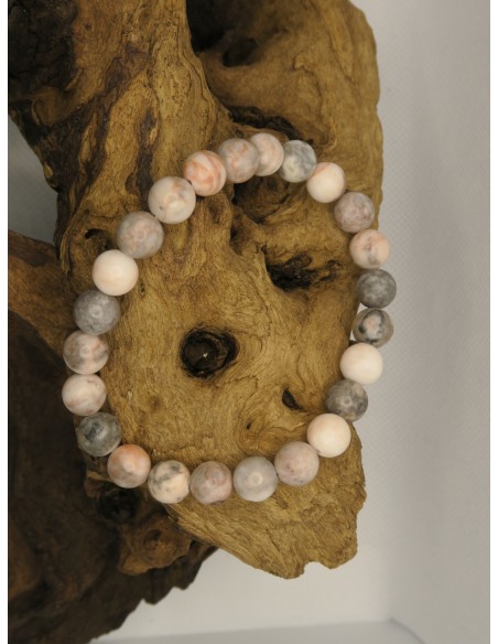 Bracelet Jaspe rose zébré • La Bijouterie Minérale