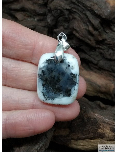 Pendentif d'Opale Dentritique forme rectangle de 24.2 * 19.3 mm de La Bijouterie Minérale