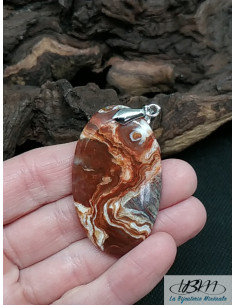 Pendentif en Agate Crazy-Lace de forme ovale de 45 * 27.1 mm de La Bijouterie Minérale 2