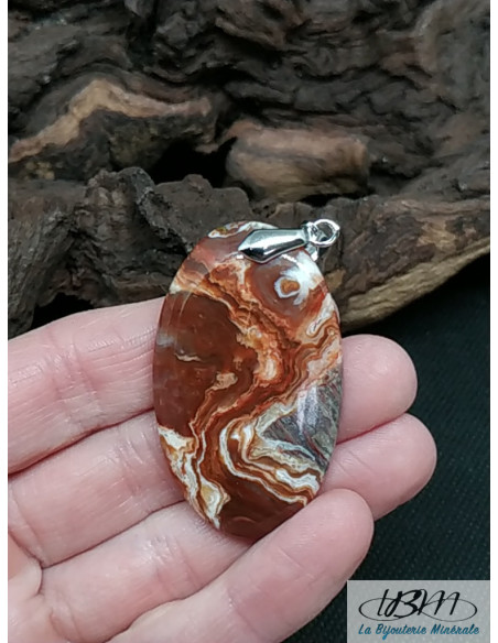 Pendentif en Agate Crazy-Lace de forme ovale de 45 * 27.1 mm de La Bijouterie Minérale