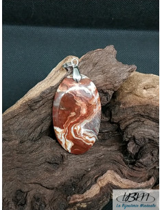 Pendentif en Agate Crazy-Lace de forme ovale de 45 * 27.1 mm de La Bijouterie Minérale