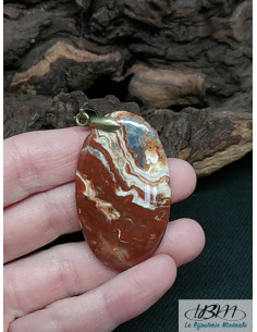 Pendentif en Agate Crazy-Lace de forme ovale de 45.7 * 27.2 mmde La Bijouterie Minérale