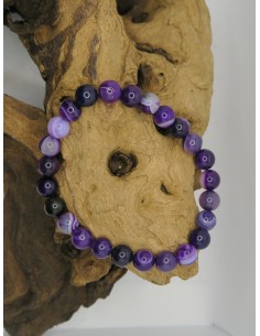 Bracelet en perle d' Agate Violette par La Bijouterie Minérale