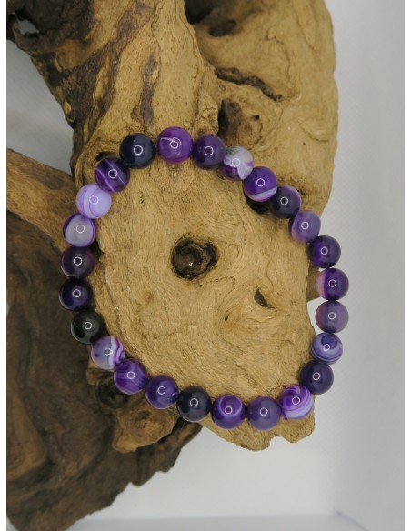 Bracelet en perle d' Agate Violette par La Bijouterie Minérale