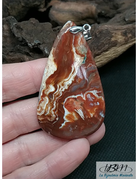 Pendentif en Agate Crazy-Lace de forme goutte d'eau de 55.1 * 32.1 mm de La Bijouterie Minérale