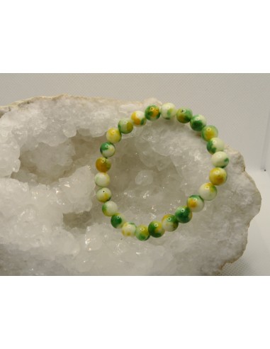 Bracelet en perle de  Jaspe naturel jaune et vert