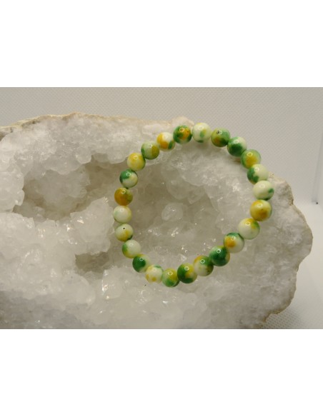 Bracelet en perle de  Jaspe naturel jaune et vert