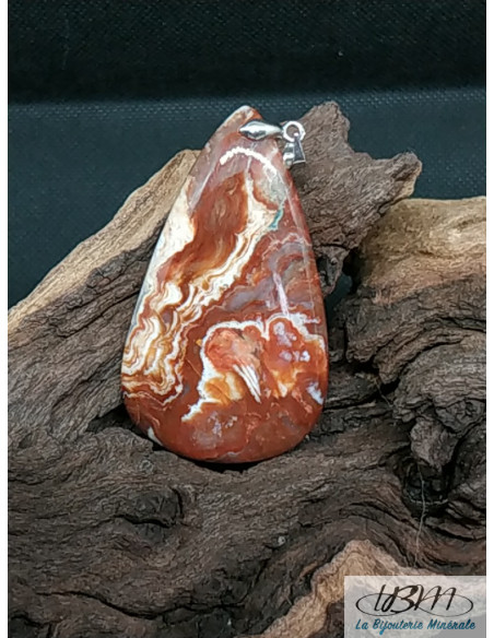 Pendentif en Agate Crazy-Lace de forme goutte d'eau de 55.1 * 32.1 mm de La Bijouterie Minérale