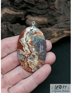 Pendentif en Agate Crazy-Lace de forme ovale de 49 * 31.2 mm de La Bijouterie Minérale