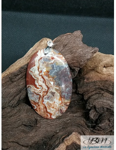 Pendentif en Agate Crazy-Lace de forme ovale de 49 * 31.2 mm de La Bijouterie Minérale 2