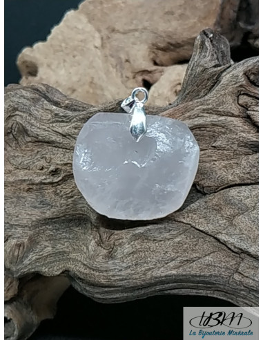 Pendentif en Quartz Rose finition druze de 28.2 * 32.3 mm de La Bijouterie Minérale