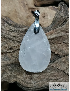 Pendentif en Quartz Rose finition druze forme goutte d'eau de 40 * 25.1 mm de La Bijouterie Minérale 2