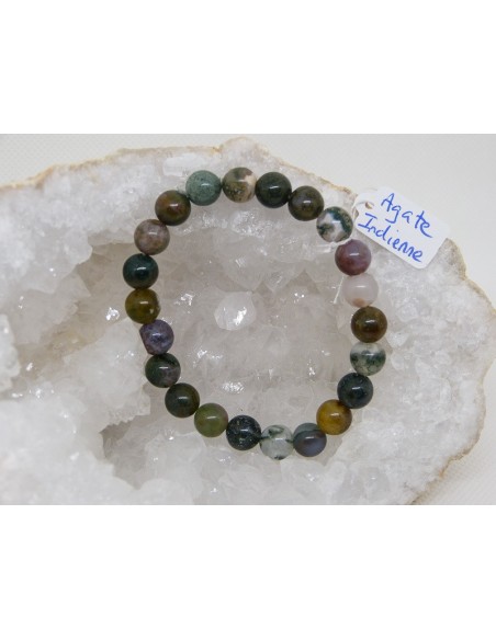 Bracelet en perles d'agate indienne • La Bijouterie Minérale