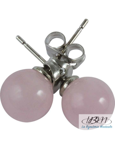Puce d'oreille en Quartz Rose 6 mm de La Bijouterie Minérale Puce d'oreille en Quartz Rose 6 mm de La Bijouterie Minérale