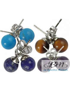 Puces d'oreilles en Howlite teintée turquoise par La Bijouterie Minérale 2