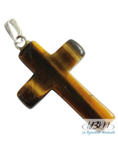 Petite croix en Oeil de tigre massif de La Bijouterie Minérale