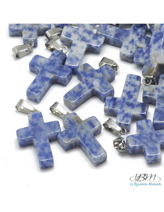 Petite croix en pendentif de sodalite de Chine naturelle de La Bijouterie Minérale