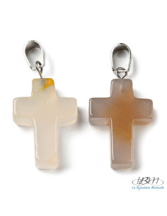Petite croix en pendentif d'Agate  naturelle de La Bijouterie Minérale