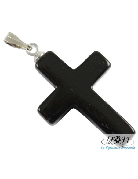 Petite croix en pendentif d'onyx de La Bijouterie Minérale