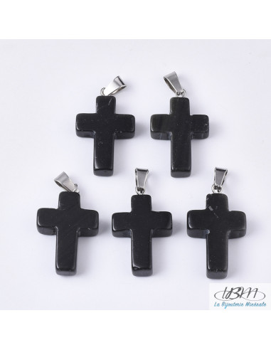 Petite croix en pendentif d'onyx de La Bijouterie Minérale
