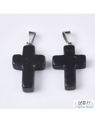Petite croix en pendentif d'onyx de La Bijouterie Minérale
