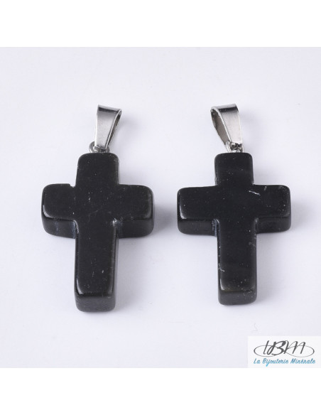 Petite croix en pendentif d'onyx de La Bijouterie Minérale