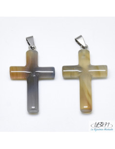 Croix en pendentif d'agate naturelle massive de La Bijouterie Minérale
