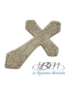 grande croix en pendentif de magnésite naturelle massive de La Bijouterie Minérale