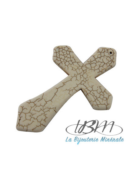 grande croix en pendentif de magnésite naturelle massive de La Bijouterie Minérale