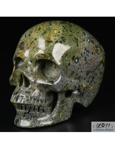 Crâne en Jaspe sang de dragon massif de 5 cm (Héliotrope) par La Bijouterie Minérale