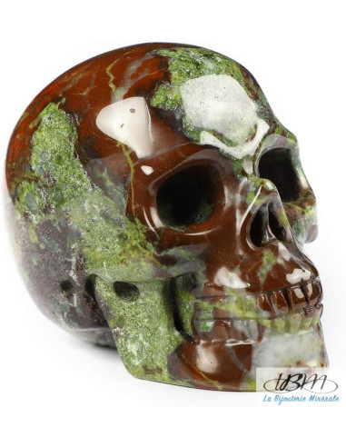 Crâne en Jaspe sang de dragon massif de 5 cm (Héliotrope) par La Bijouterie Minérale