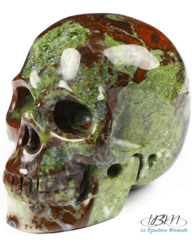 Crâne en Jaspe sang de dragon massif de 5 cm (Héliotrope) par La Bijouterie Minérale