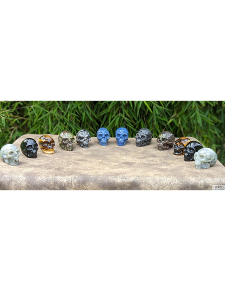 Crânes en pierre massifs d'environ 5 cm de La Bijouterie Minérale