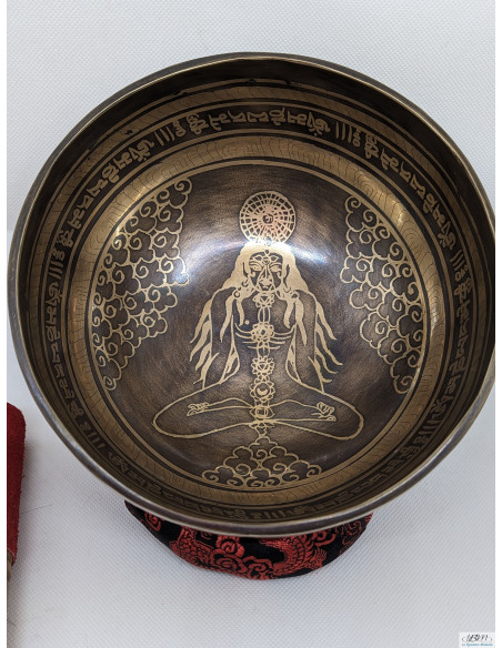 Bol tibétain gravé - Note La - 5 métaux