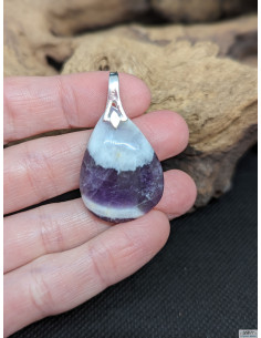 Pendentif en améthyste chevron de 30.5 * 21.9 mm de forme goutte d'eau de La Bijouterie Minérale