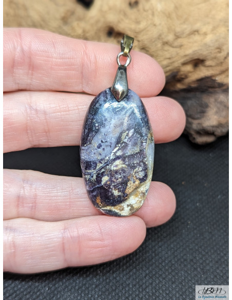 Pendentif de Jaspe Tiffany de 35.9 * 20.4 mm de La Bijouterie Minérale